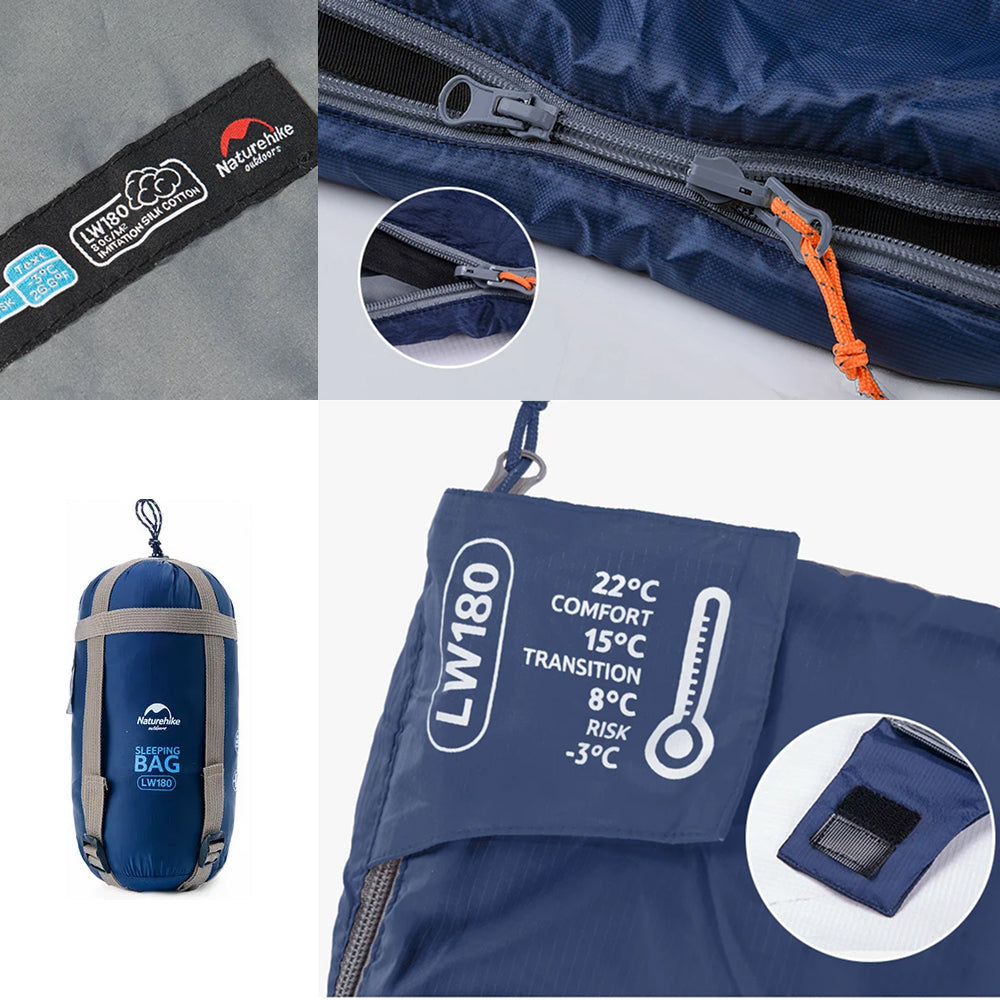 Naturehike LW180 Ultralichte Slaapzak – Katoenvulling, 15 °C tot 5 °C, 680 g, Geschikt voor 4-Seizoenen