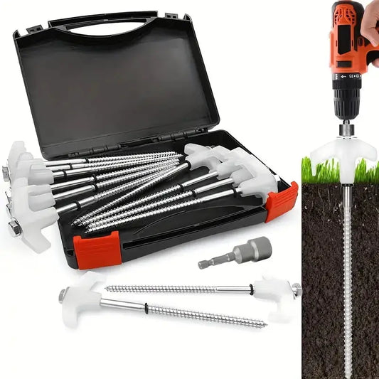 OutdoorHaven - Schroefbare Stalen Haringen - 12 Stuks