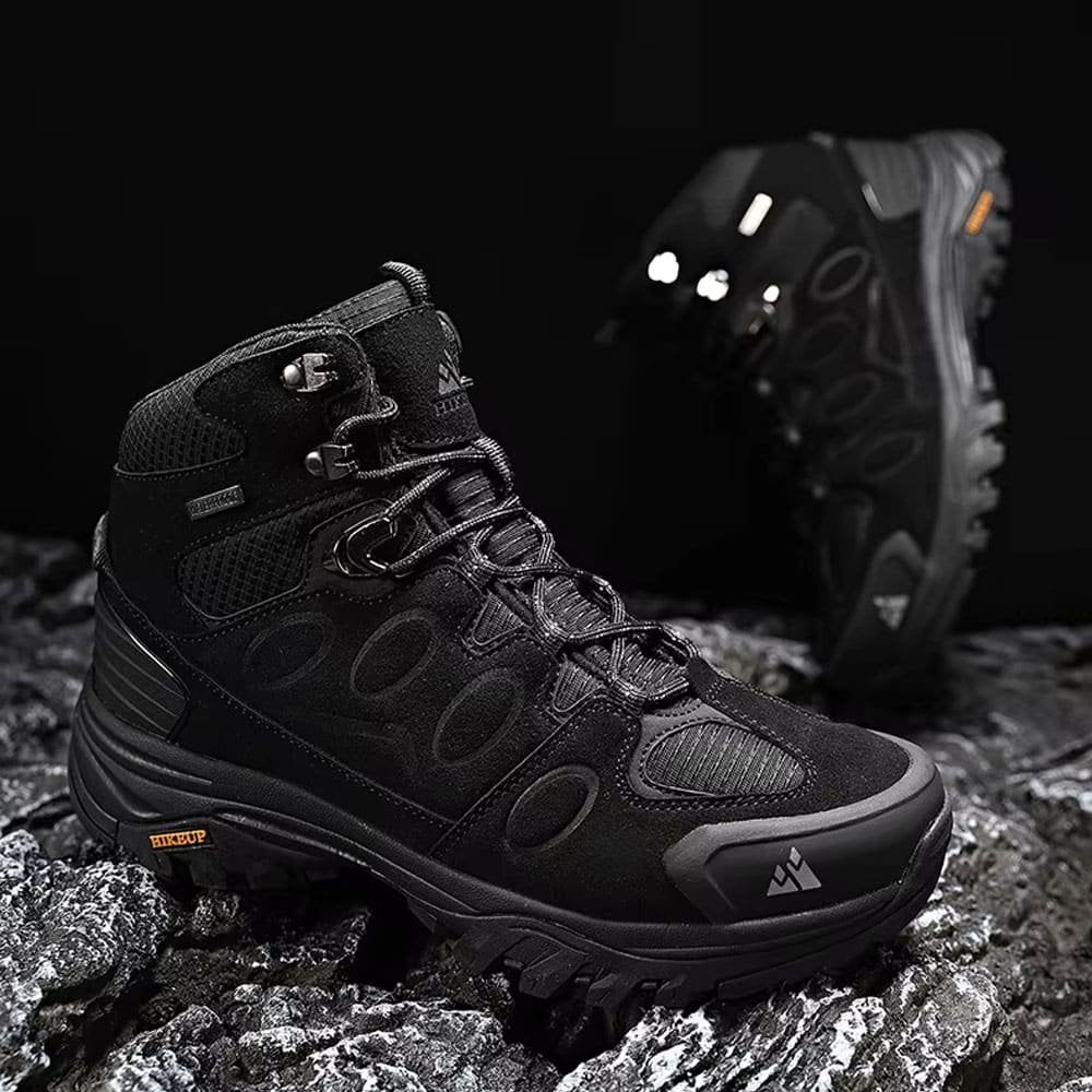 HIKEUP Suède Wandelschoenen Zwart – Comfortabele Outdoor Heren Trekking & Hiking