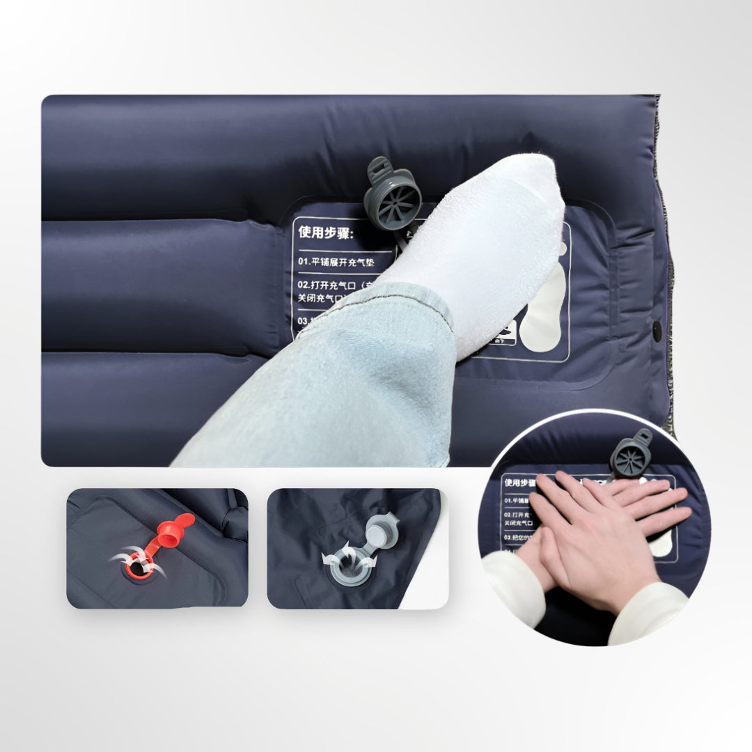 PACOONE Ultralichte Slaapmat 1-Persoons – Ingebouwde Pomp & Kussen, Waterdichte 40D Nylon