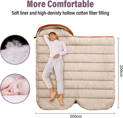 BISINNA XXL Slaapzak – Plus-Size 3/4-Seizoen Waterdicht Lichtgewicht voor Grote & Lange Volwassenen