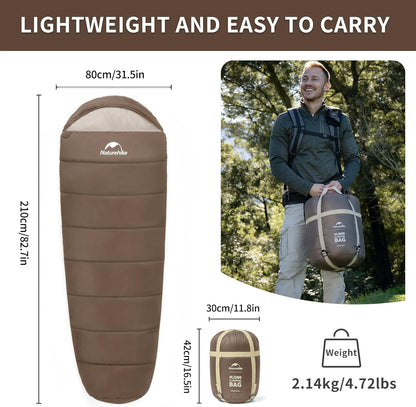 Naturehike Katoenen “Sarcofaag” 4-Seizoen Slaapzak – Ultracompact, Waterdicht, Voor Volwassenen & Kinderen