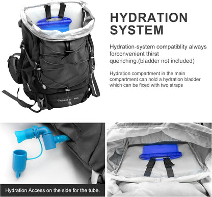 WEST TUNE 50L Hiking Backpack Camping Backpack, black