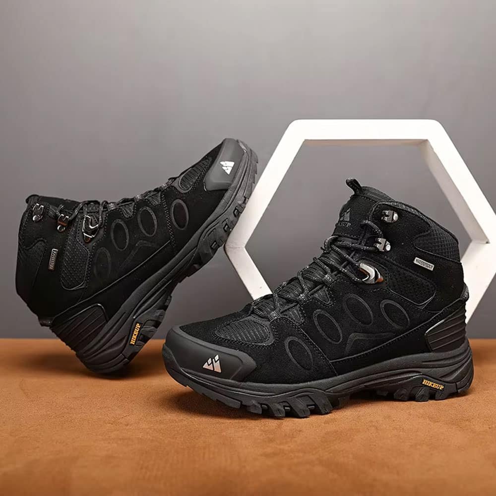 HIKEUP Suède Wandelschoenen Zwart – Comfortabele Outdoor Heren Trekking & Hiking