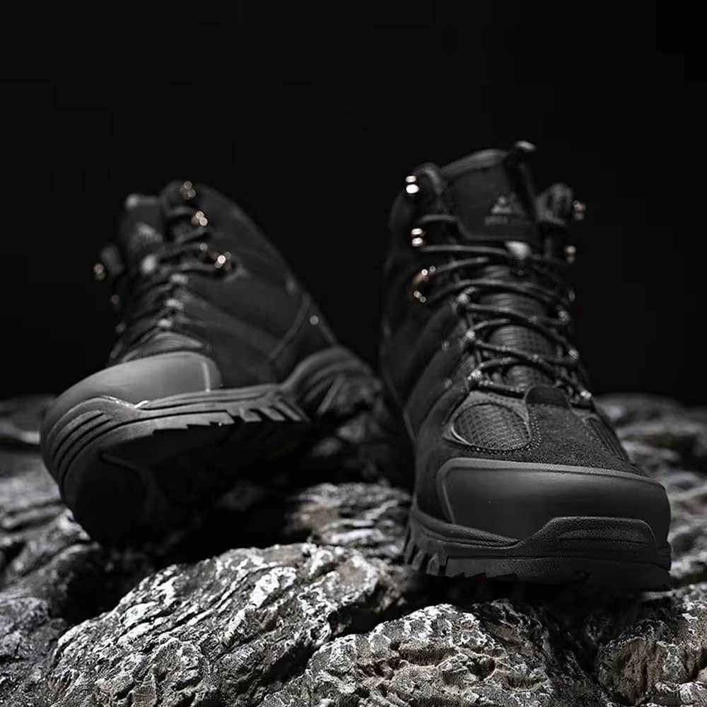 HIKEUP Suède Wandelschoenen Zwart – Comfortabele Outdoor Heren Trekking & Hiking