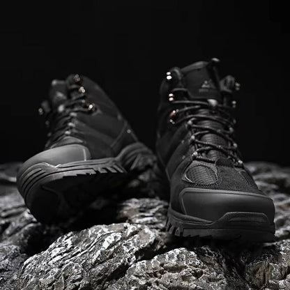 HIKEUP Suède Wandelschoenen Zwart – Comfortabele Outdoor Heren Trekking & Hiking