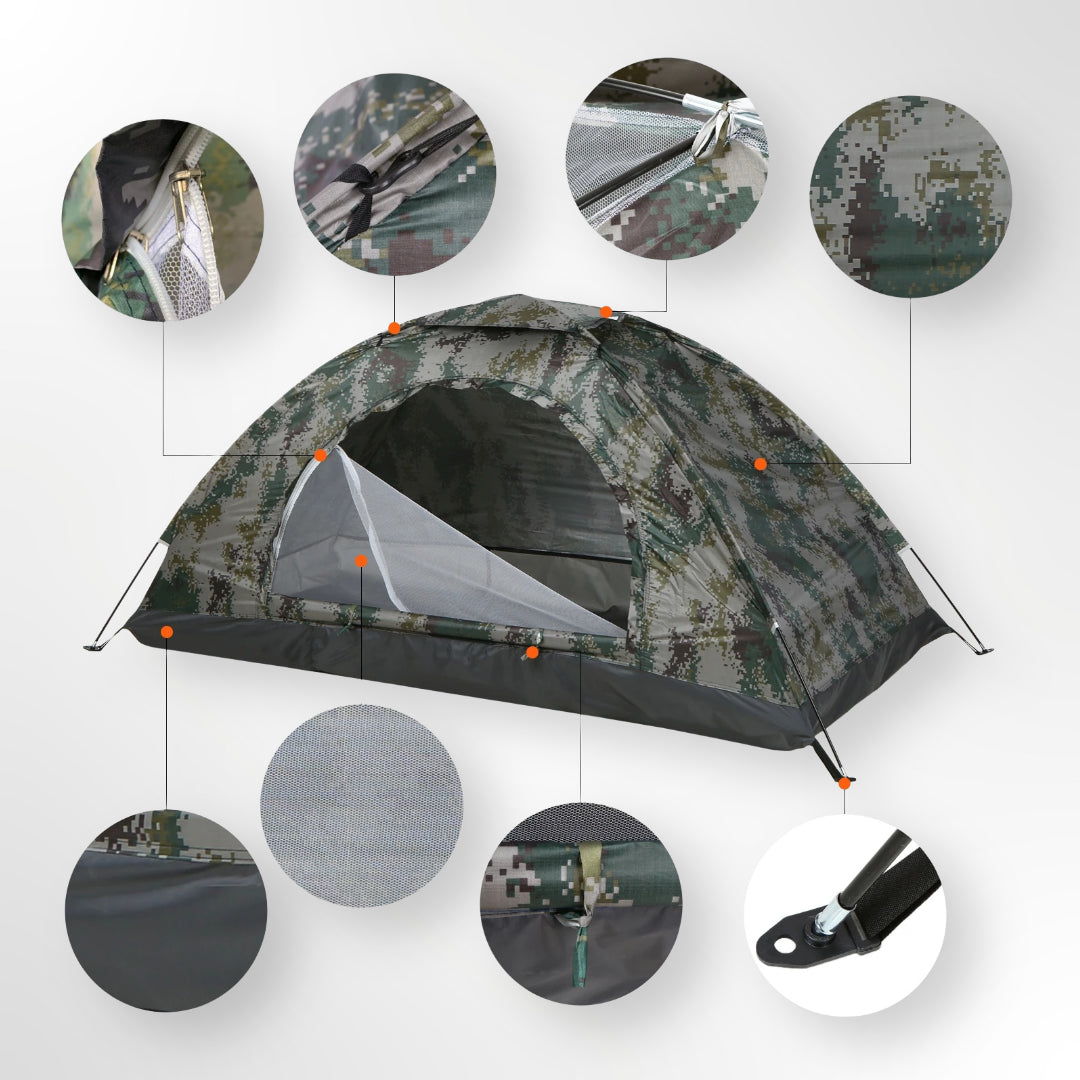 Tomshoo Ultralichte 1-2 Persoons Campingtent – Enkel Laag, UV-Coating UPF 30 voor Strand, Hiking & Buiten