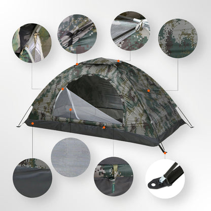 Tomshoo Ultralichte 1-2 Persoons Campingtent – Enkel Laag, UV-Coating UPF 30 voor Strand, Hiking & Buiten