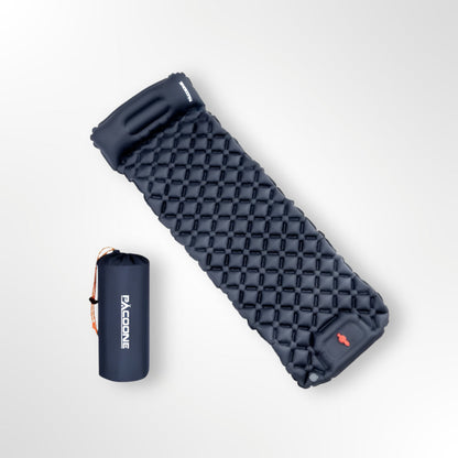 PACOONE Ultralichte Slaapmat 1-Persoons – Ingebouwde Pomp & Kussen, Waterdichte 40D Nylon