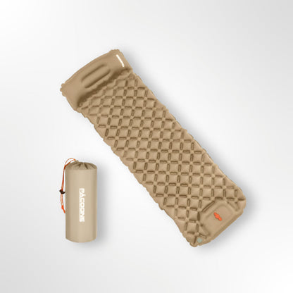 PACOONE Ultralichte Slaapmat 1-Persoons – Ingebouwde Pomp & Kussen, Waterdichte 40D Nylon